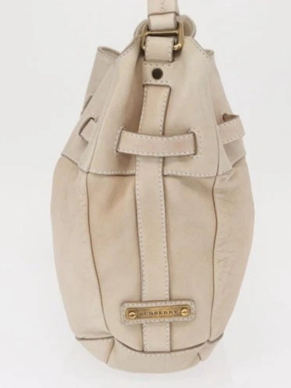 BURBERRY Shoulder Bag Leather Beige Gold Auth - Picture 4 of 16